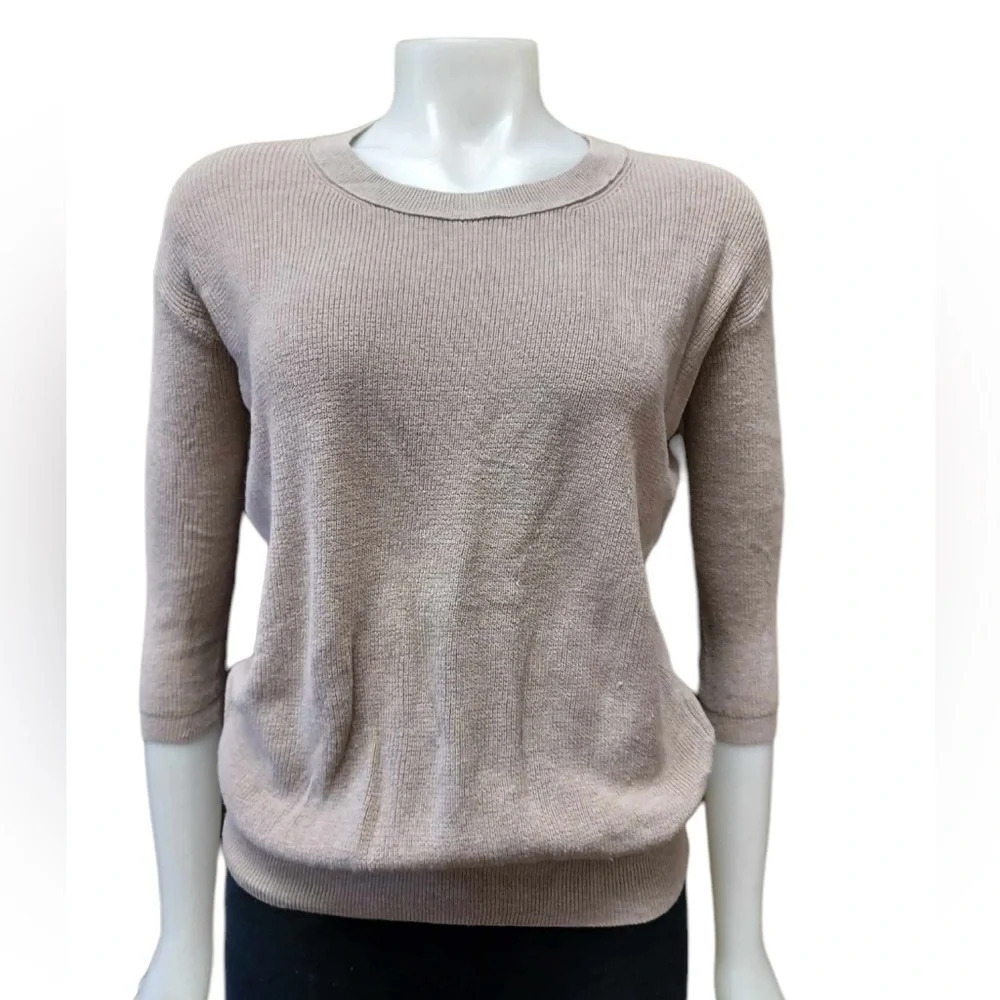 Wilfred Aritzia Silk Cashmere Blend Taupe Scoop Knit Sweater Size XS